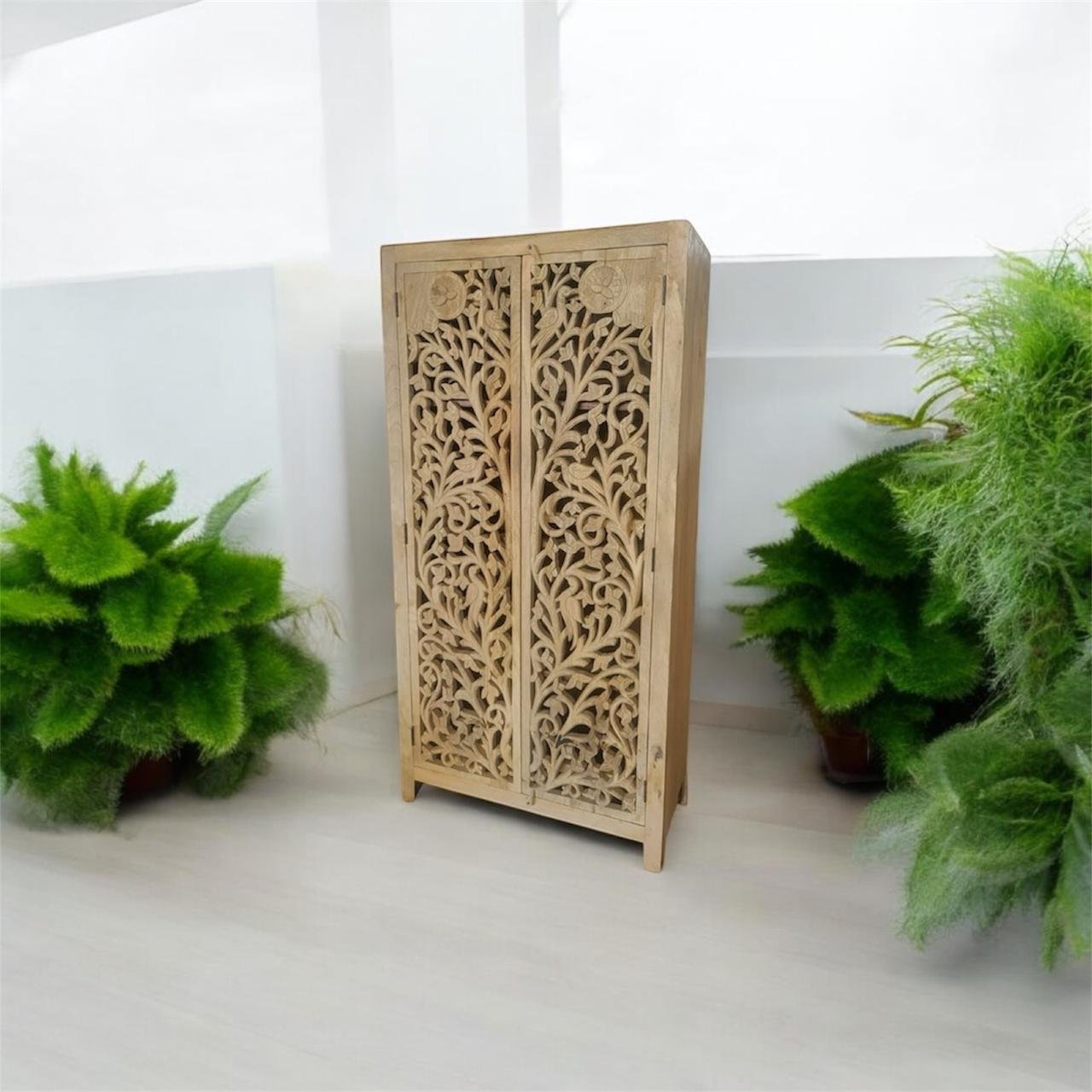 Mango Wood Carved Wardrobe