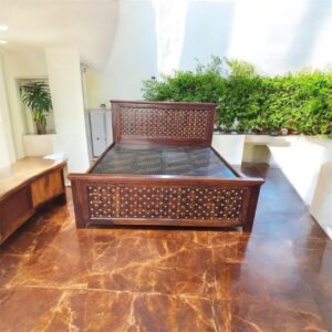 Wooden Bed with Brass Fittings