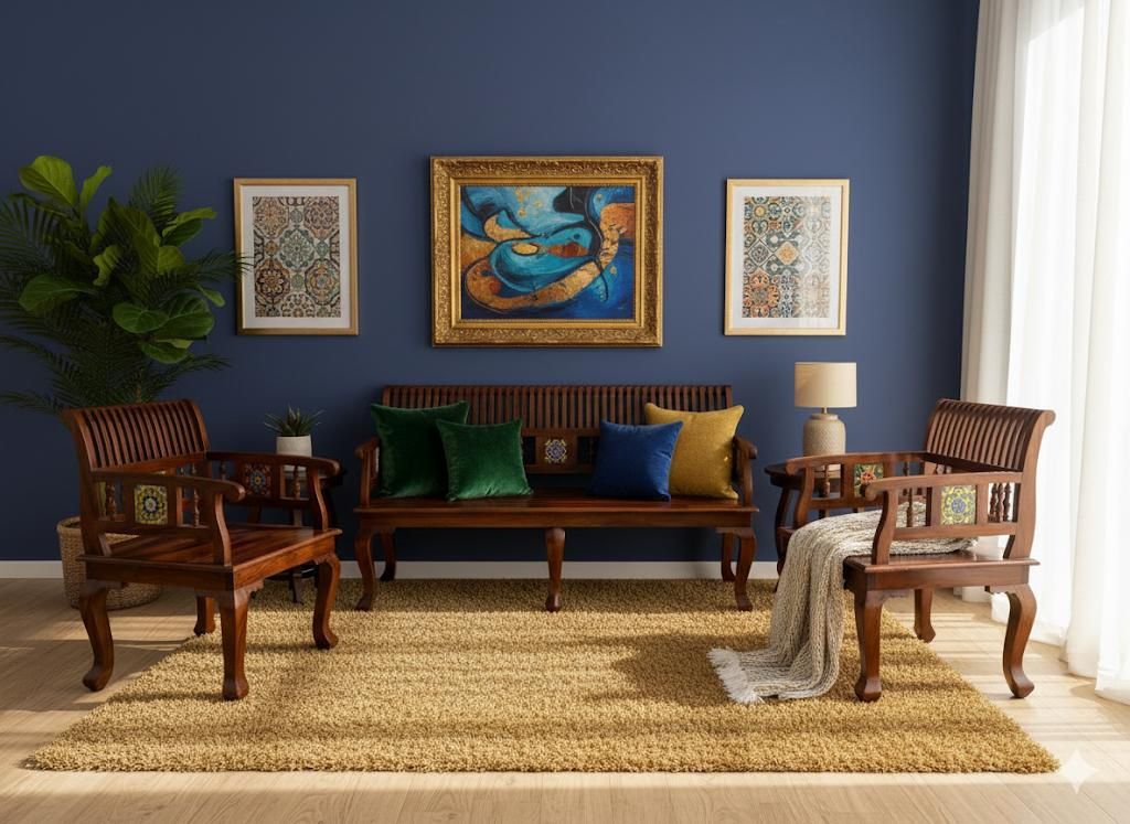 Royal Heritage Solid Wood Sofa Set 3+1+1