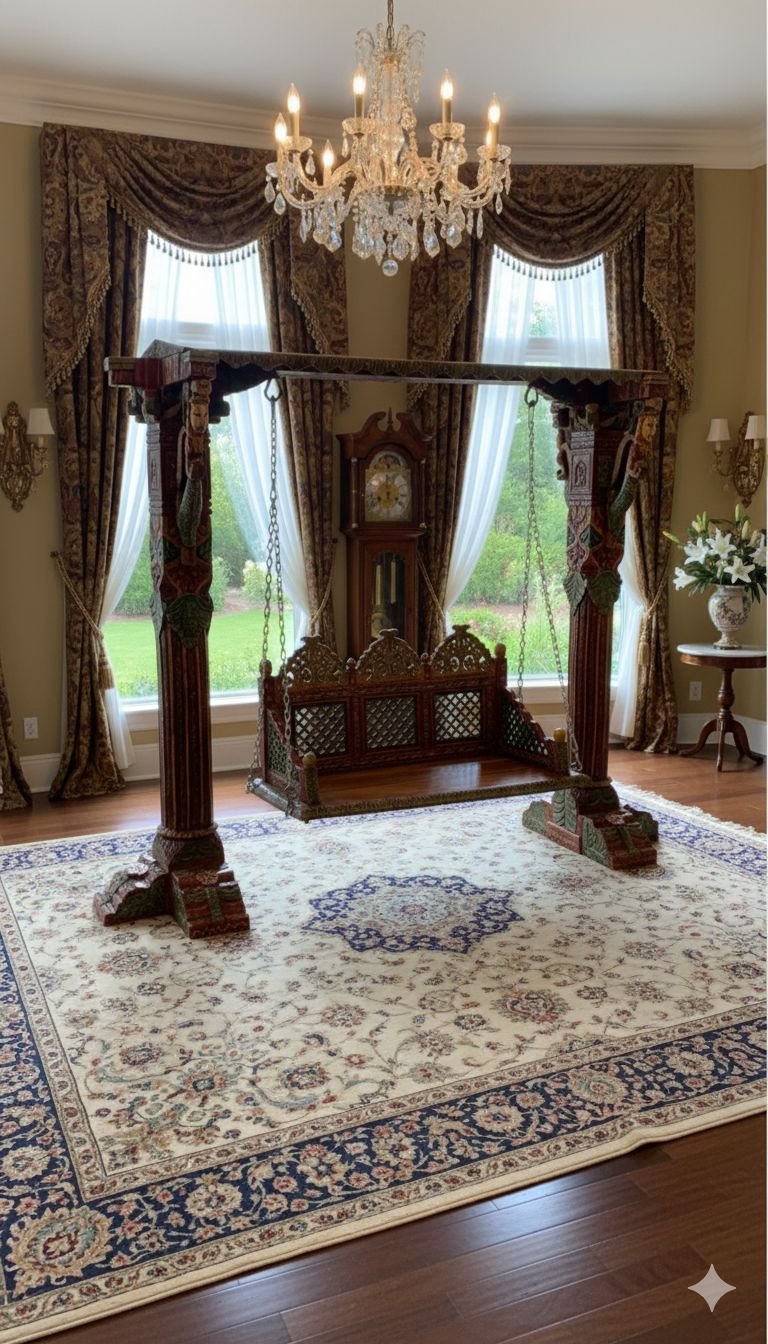 Royal Handcrafted Wooden Swing - Image 4