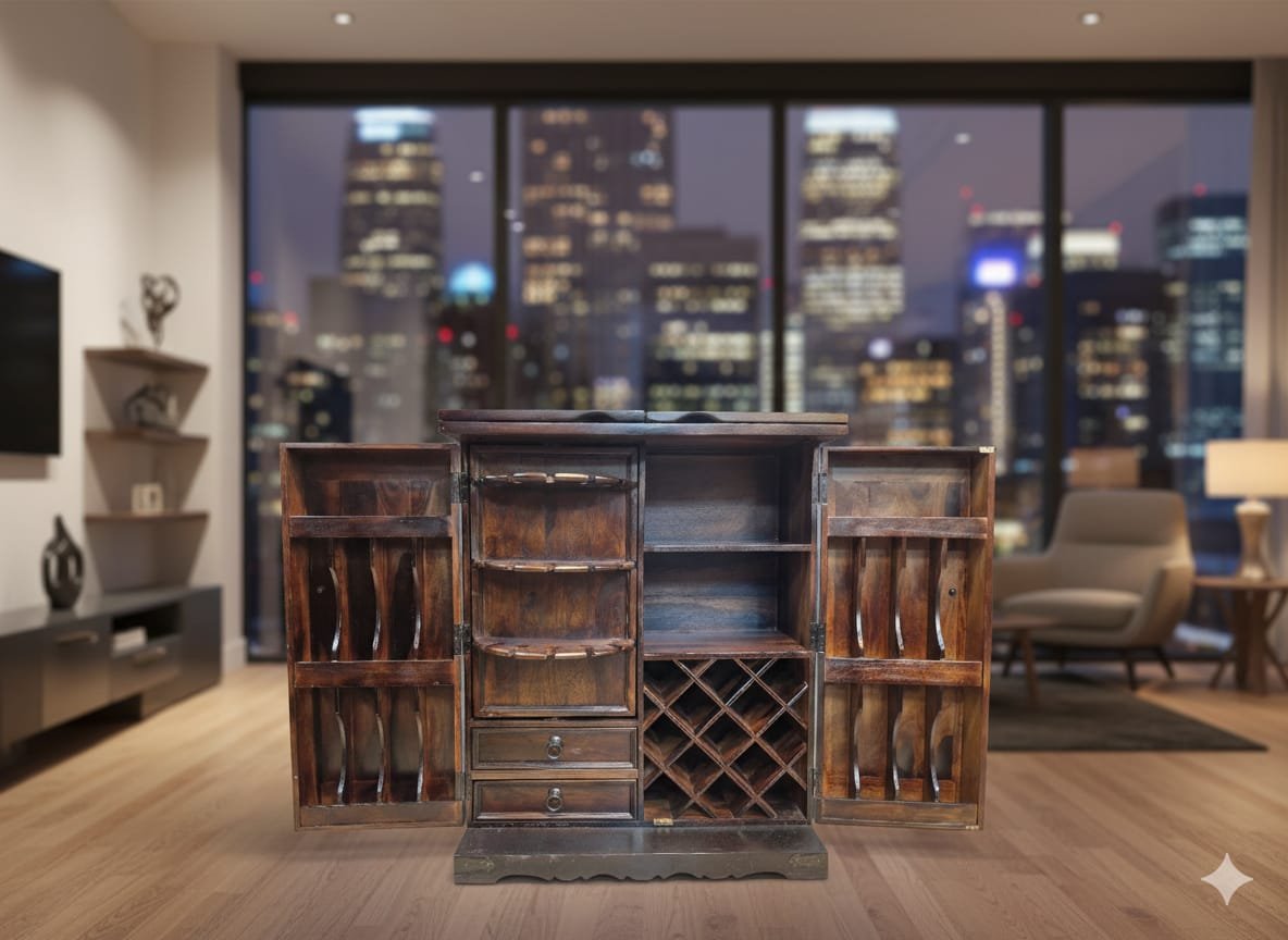 Royal Solid Wood Bar Counter / Luxury Home Bar Cabinet - Image 3