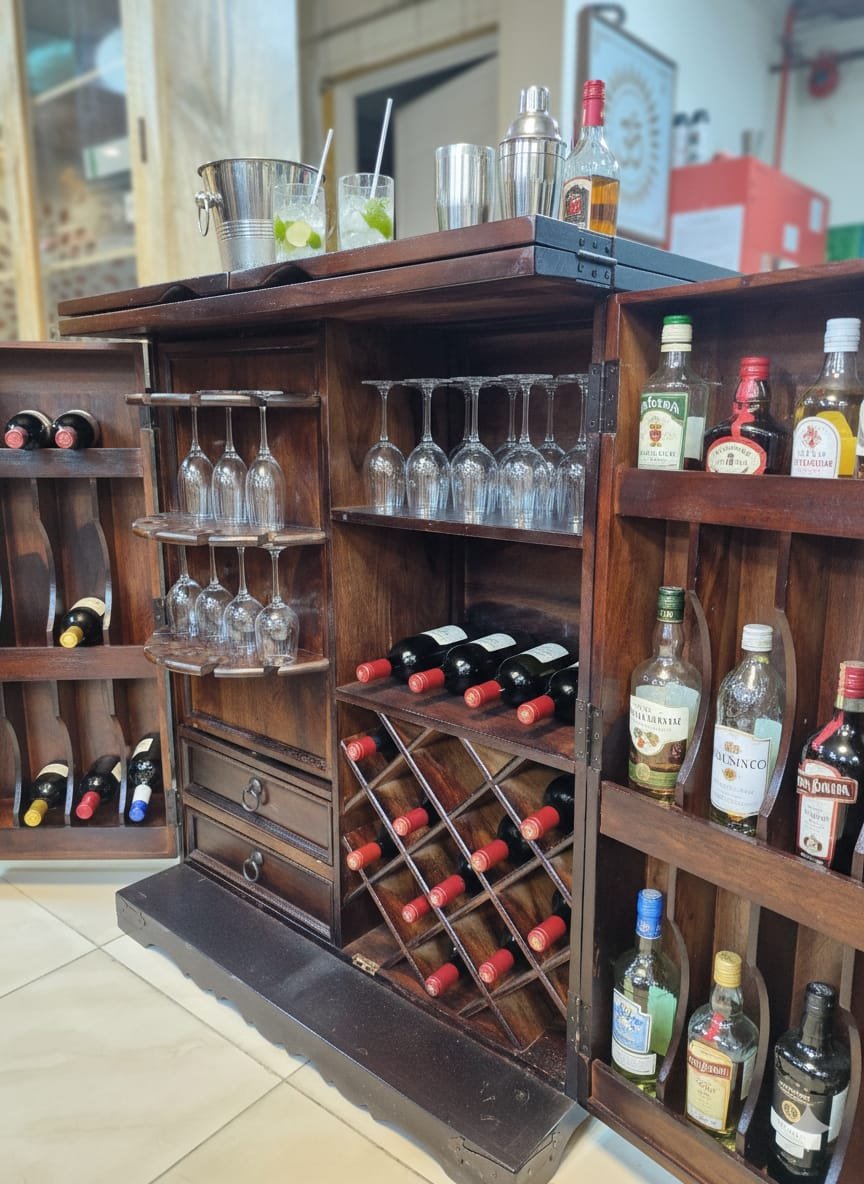 Royal Solid Wood Bar Counter / Luxury Home Bar Cabinet - Image 4