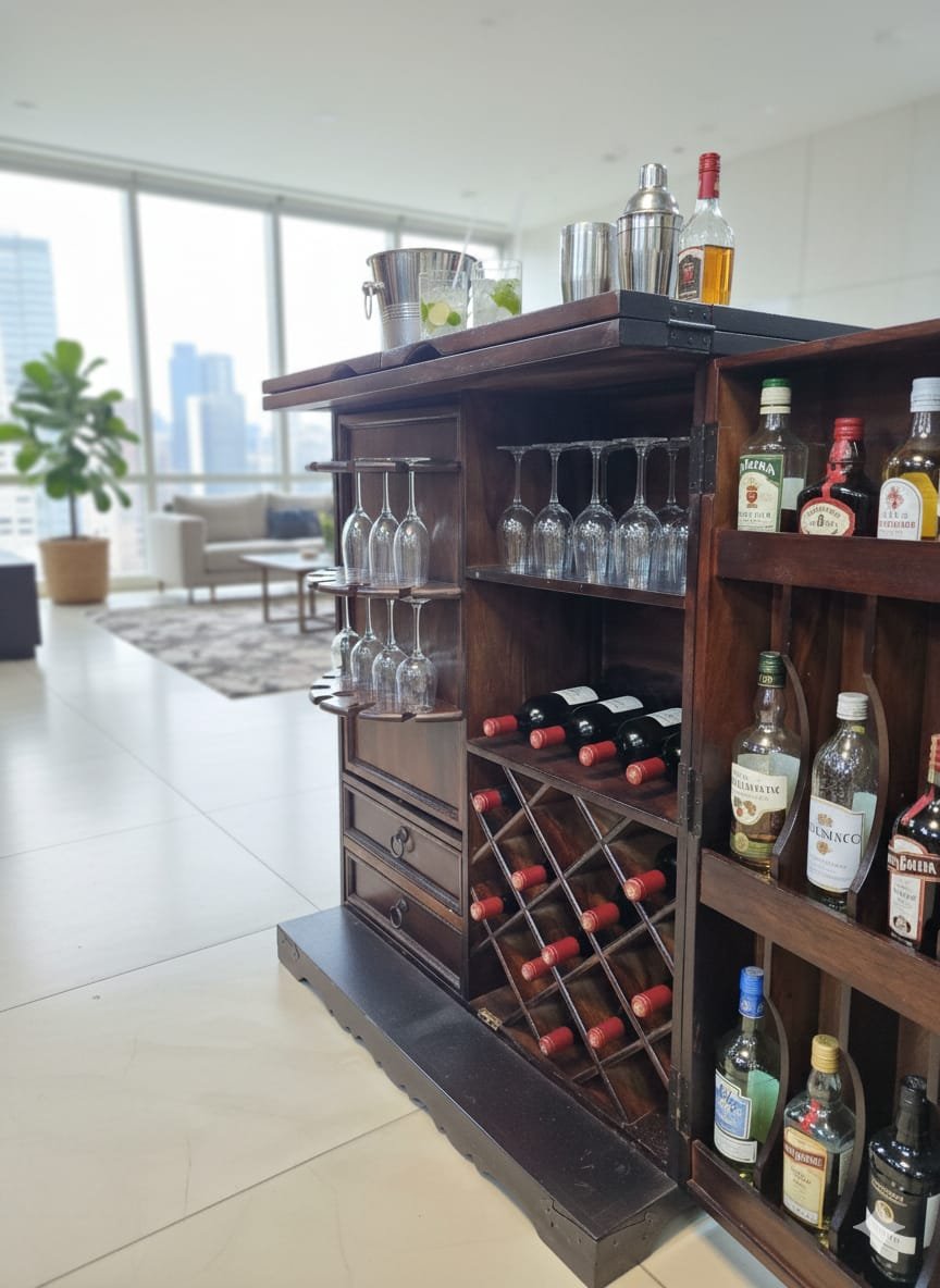 Royal Solid Wood Bar Counter / Luxury Home Bar Cabinet - Image 5