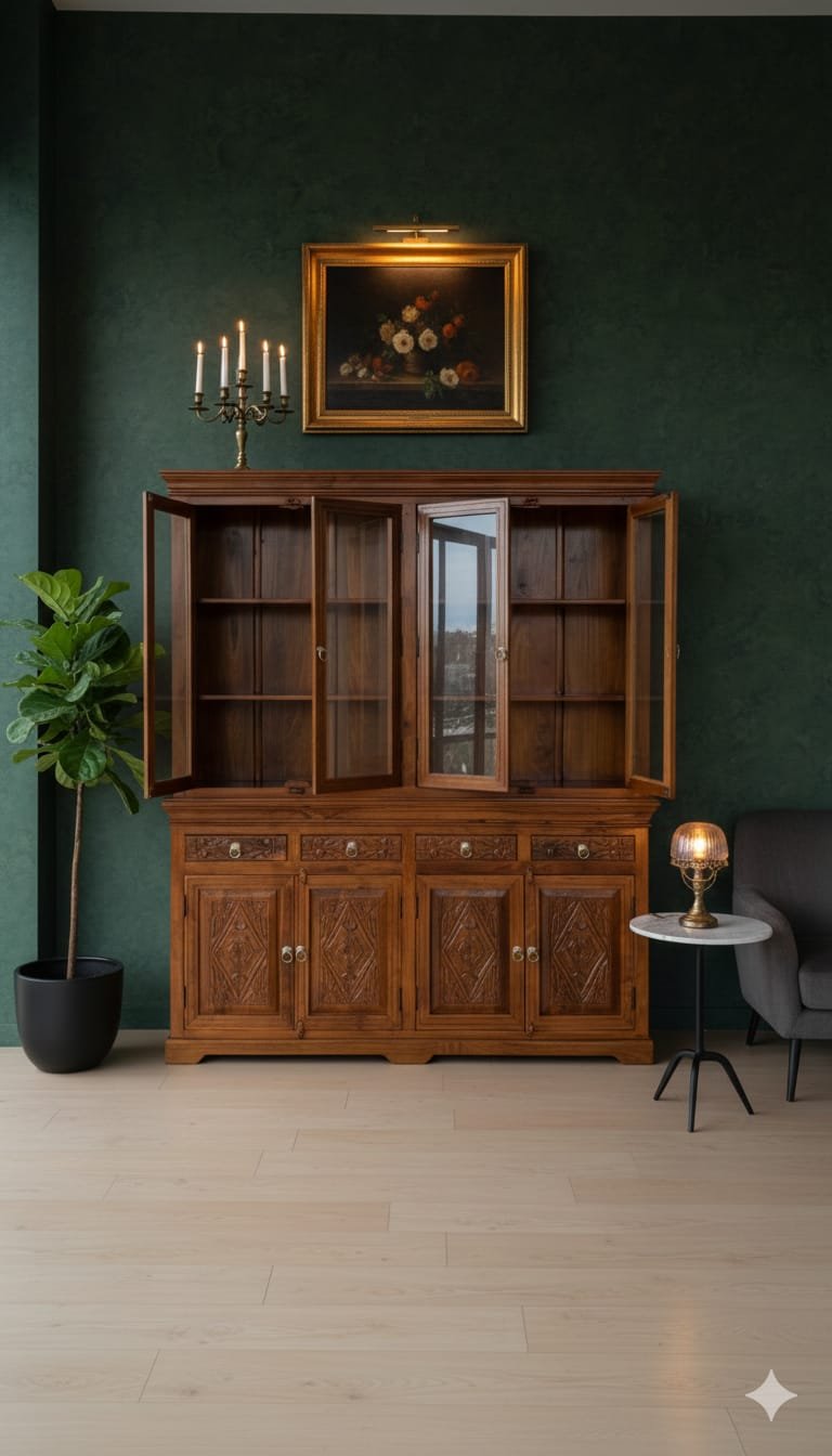 Classic Solid Wood Display Cabinet / Crockery Unit - Image 5