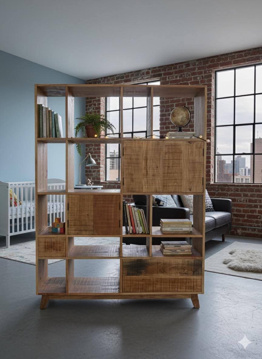 Handmade Solid Wood Bookshelf / Room Divider - Image 4