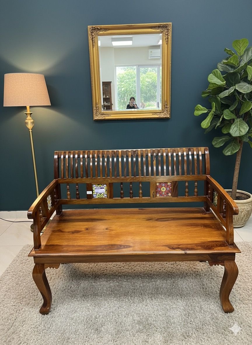 Royal Sheesham Wood 2-Seater Sofa Bench