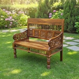 Royal Sheesham Wood 2-Seater Sofa Bench