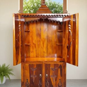 Premium Handcrafted Solid Wood Home Temple (Pooja Mandir)