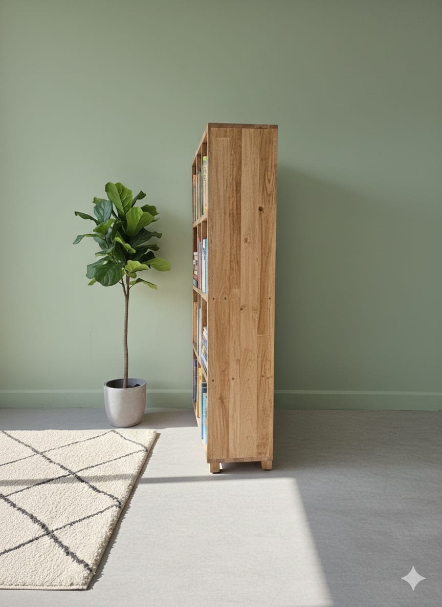 Abstract Geometric Mango Wood Bookshelf - Image 4