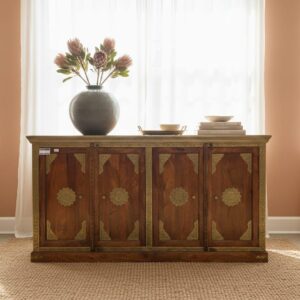 Exquisite Handcrafted Brass-Inlay Sideboard