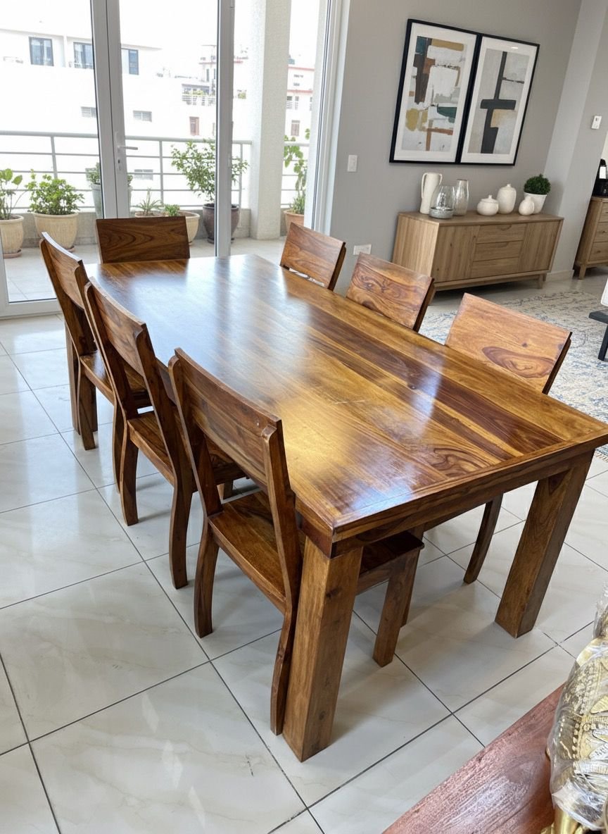 Exotic Sheesham Wood 6-Seater Dining Set - Image 6