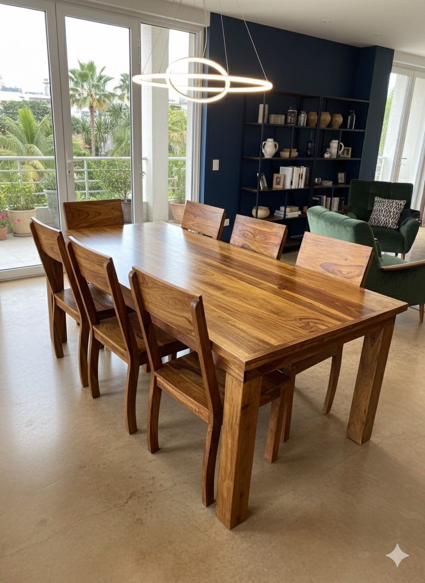 Exotic Sheesham Wood 6-Seater Dining Set - Image 7