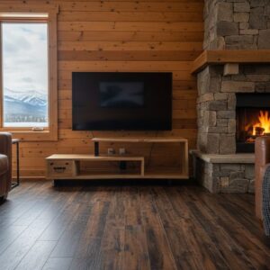 Sleek Asymmetrical Mango Wood TV Media Console