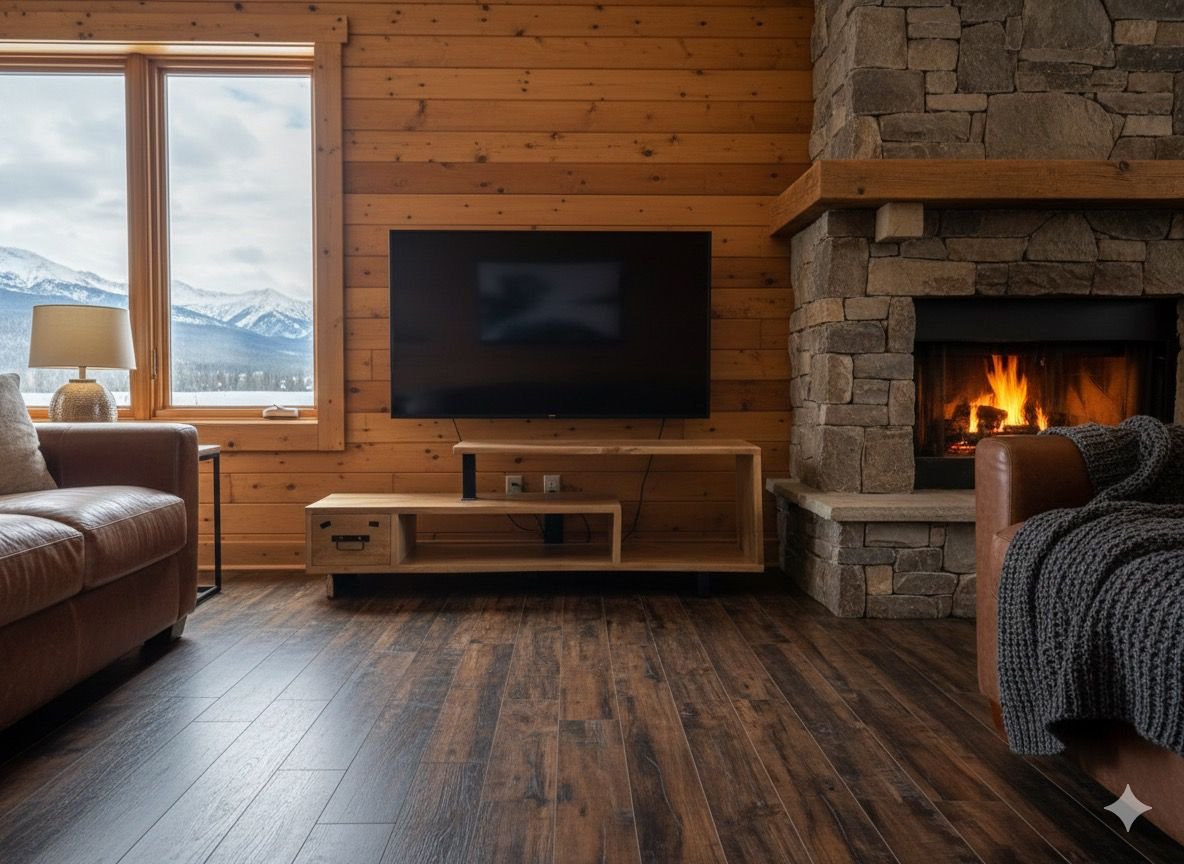 Sleek Asymmetrical Mango Wood TV Media Console