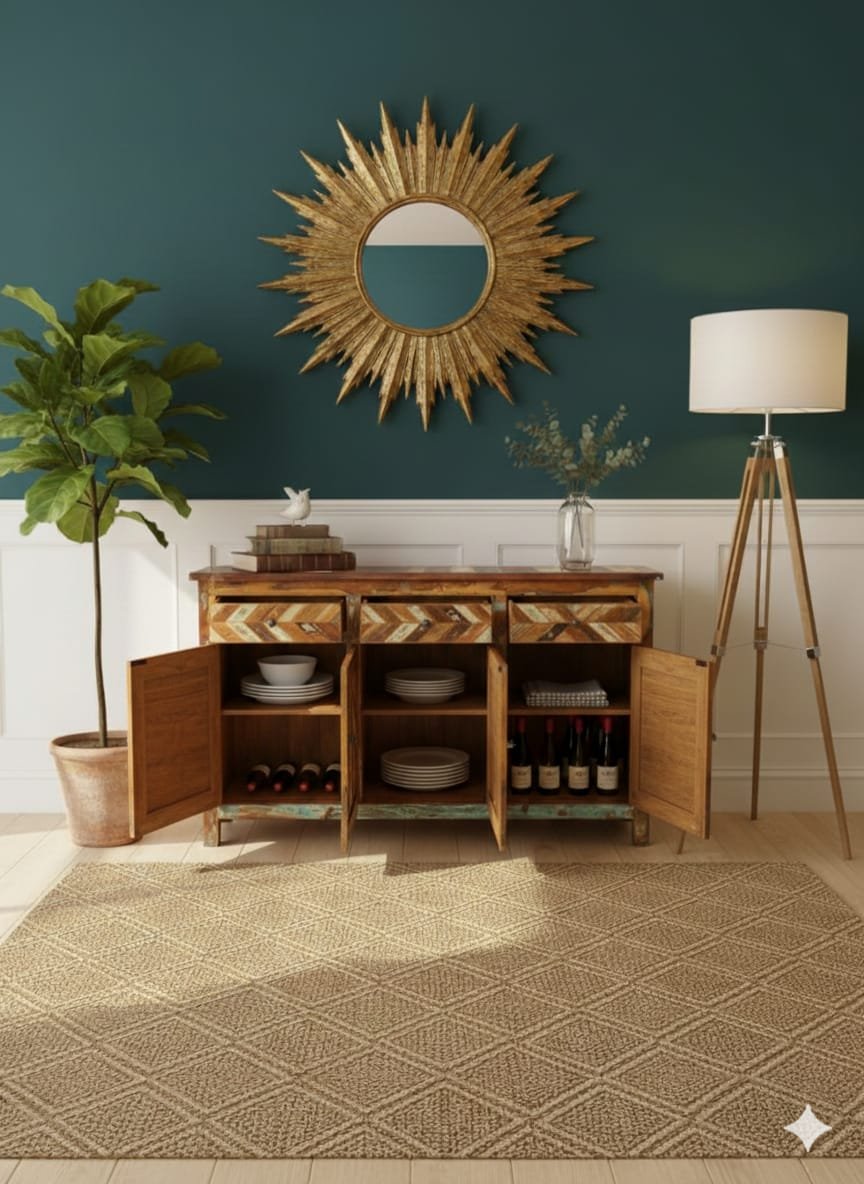 Reclaimed Wood Chevron 3-Door Sideboard - Image 3