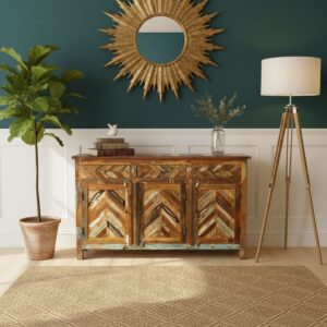 Reclaimed Wood Chevron 3-Door Sideboard