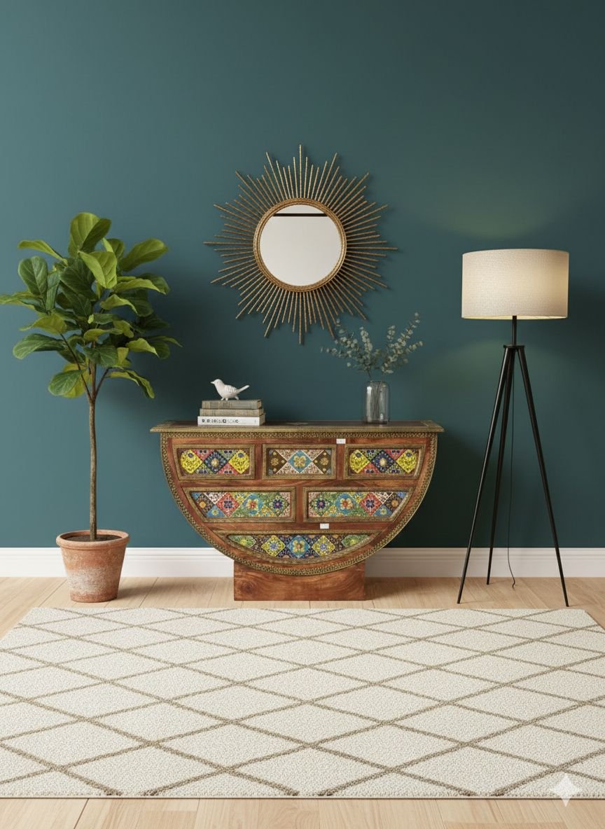 Tile Fitted Crescent Moon Chest of Drawers - Image 2