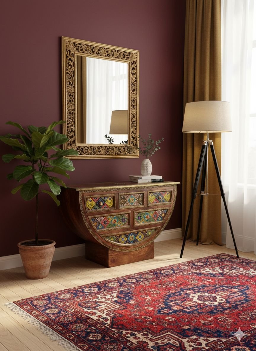 Tile Fitted Crescent Moon Chest of Drawers - Image 5