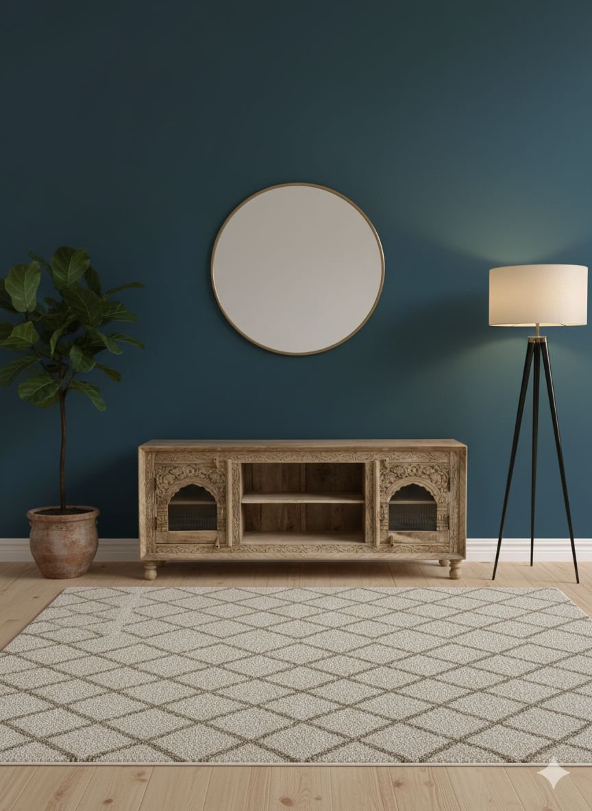 Mango Wood Glass Fitted TV Unit - Image 3