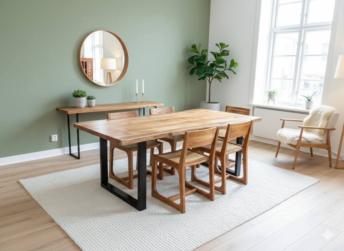 Solid Acacia Live-Edge Dining Table & 6-Chair Artisan Set - Image 4