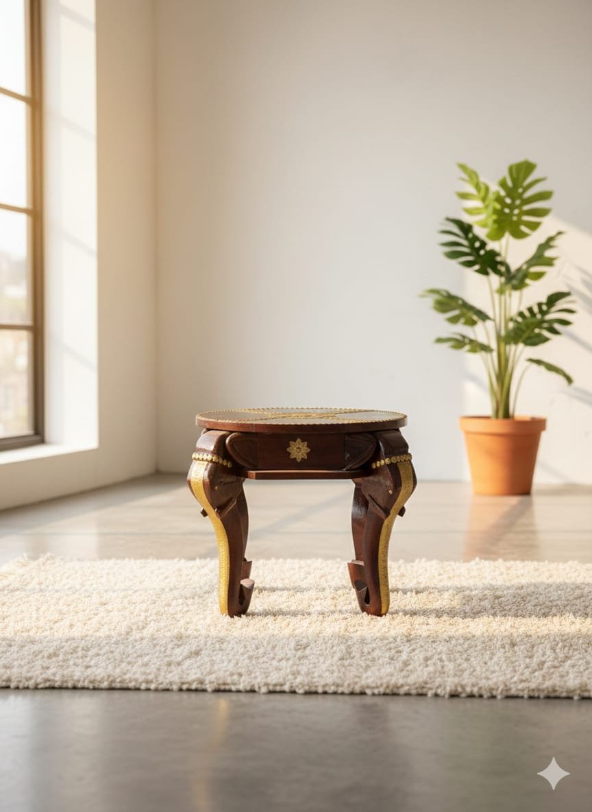 Exquisite Hand-Carved Elephant Trunk Accent Table