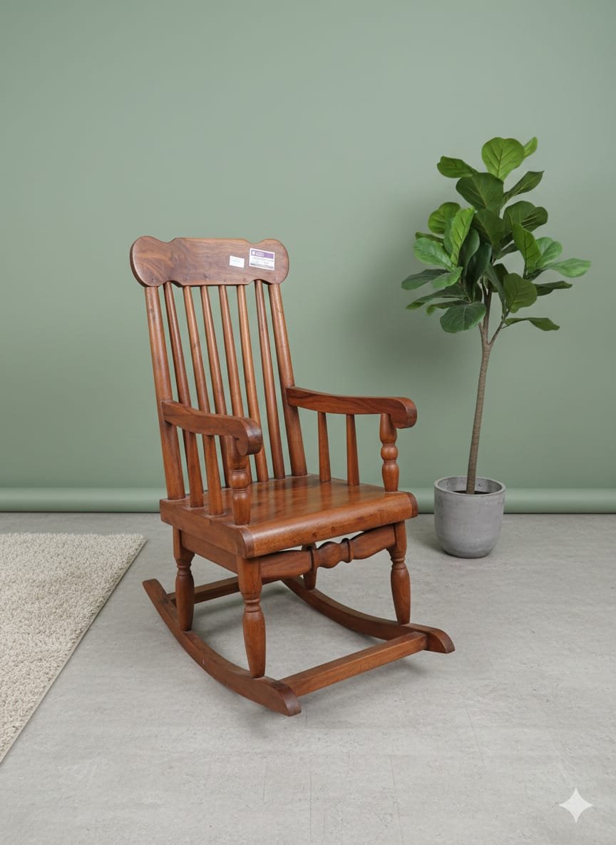 Handcrafted Sheesham Wood Kids' Rocking Chair - Image 4