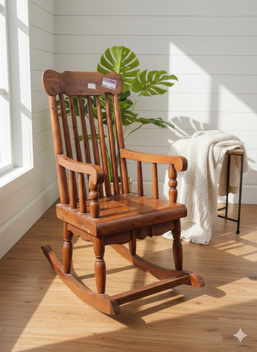 Handcrafted Sheesham Wood Kids' Rocking Chair