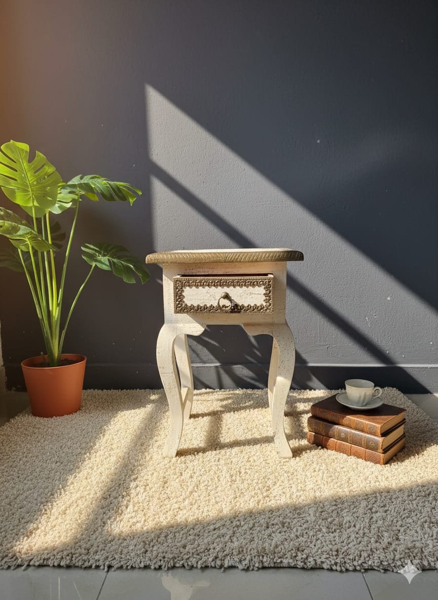 Vintage-Style Hand-Finished Bedside Table - Image 4